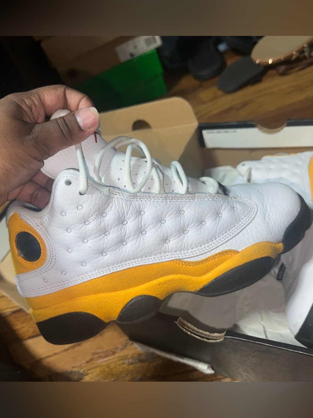 Grade school Jordan 13- White and Yellow
